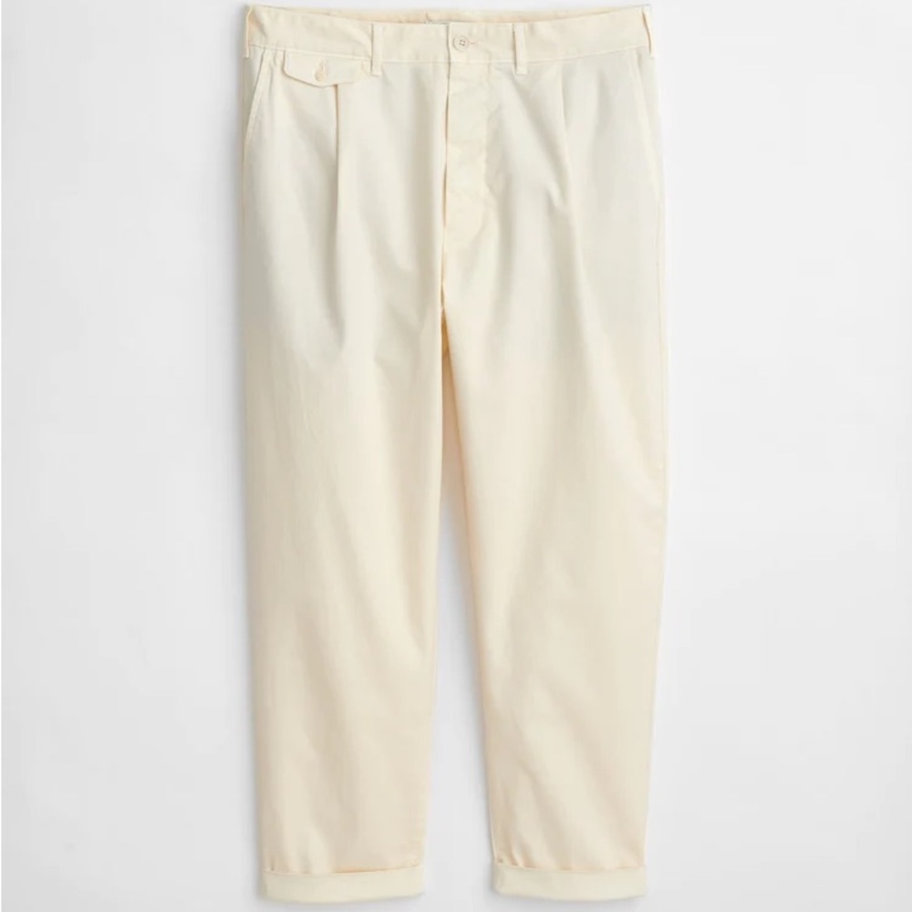 Alex Mill Standard Pleated Pant Chino Oat Milk White Cream 32
